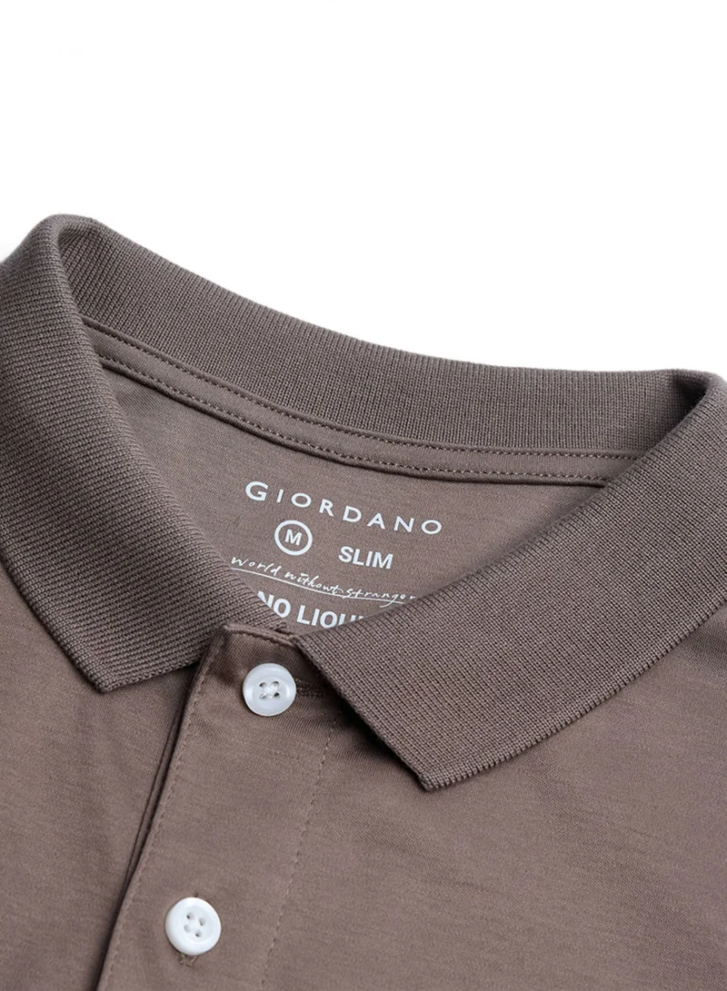 GIORDANO  Men’s Slim Fit Liquid Touch Cotton Interlock Polo for Men | Best Price UAE